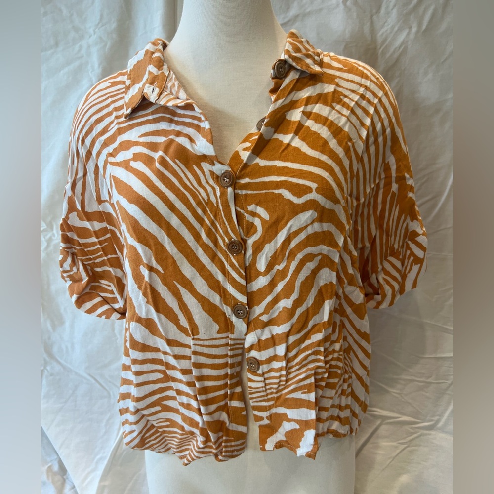 Mink Pink striped collared crop top